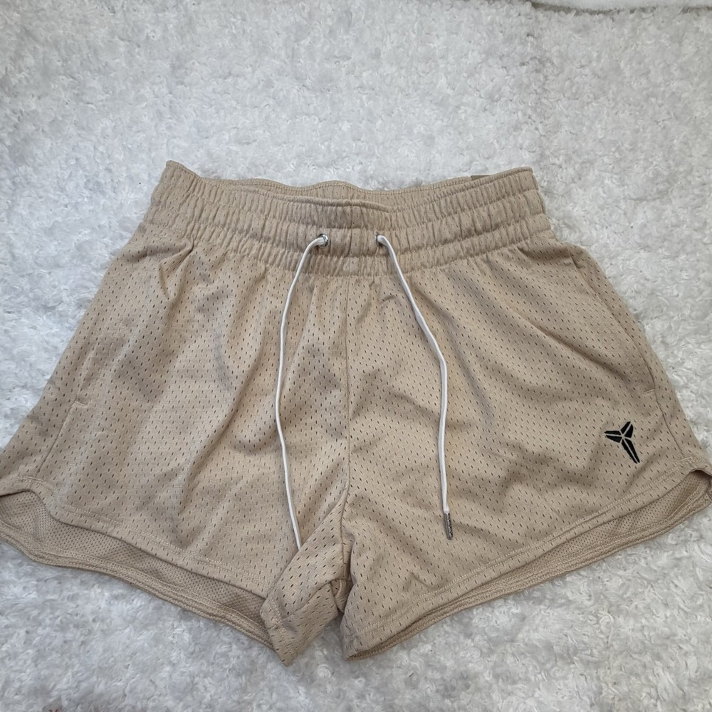 Nike Kobe Dri-FIT Athletic Mesh Shorts Beige Loose Fit Mid Thigh Length Kids L